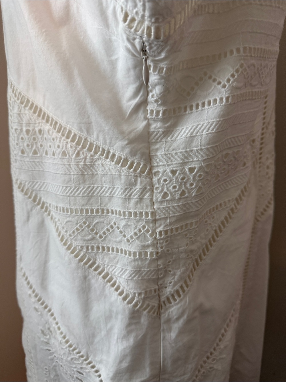 AllSaints Organic Cotton Eyelet Embroidered White Lined Dress US 8 NWOT - Picture 6 of 11